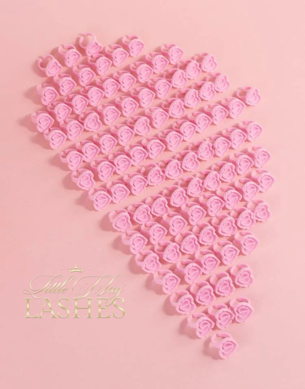 PINK LOVEHEART GLUE RING 100PCS